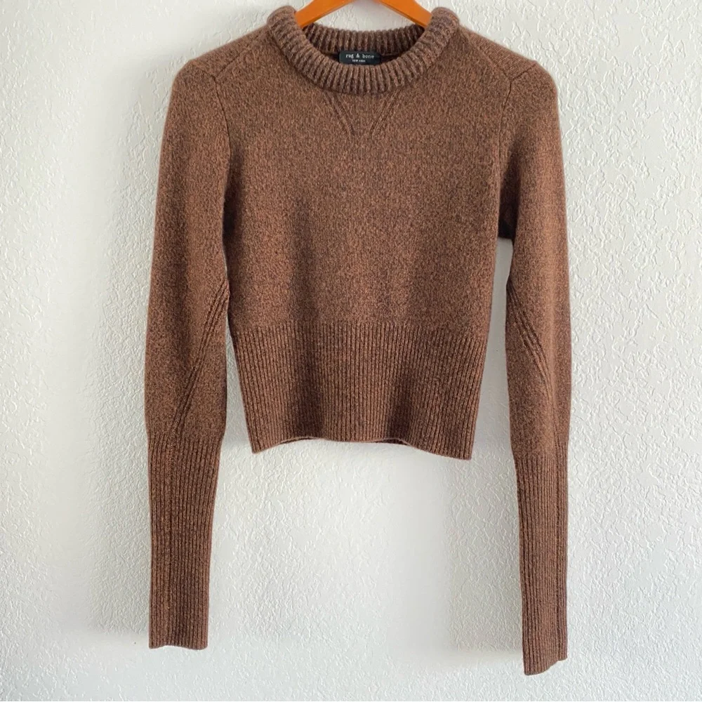 Rag & Bone brown Pierce Slim Crew cashmere Sweater - Picture 3 of 12